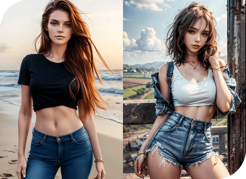 AI Guide 2025 to 2026 example showing how NSFW Chat & Roleplay Companions tools transform a model’s face across different bodies