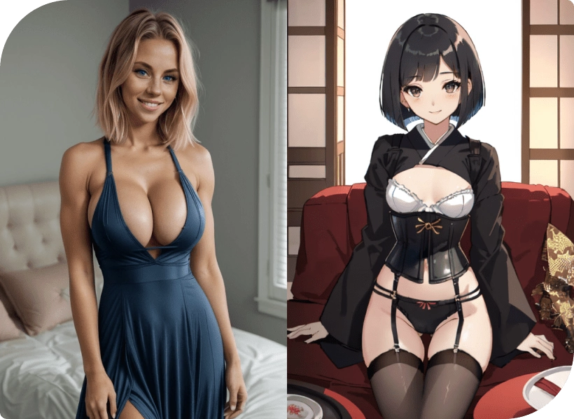 AI Guide 2025 to 2026 comparison showing realistic and anime style results from NSFW AI image generators