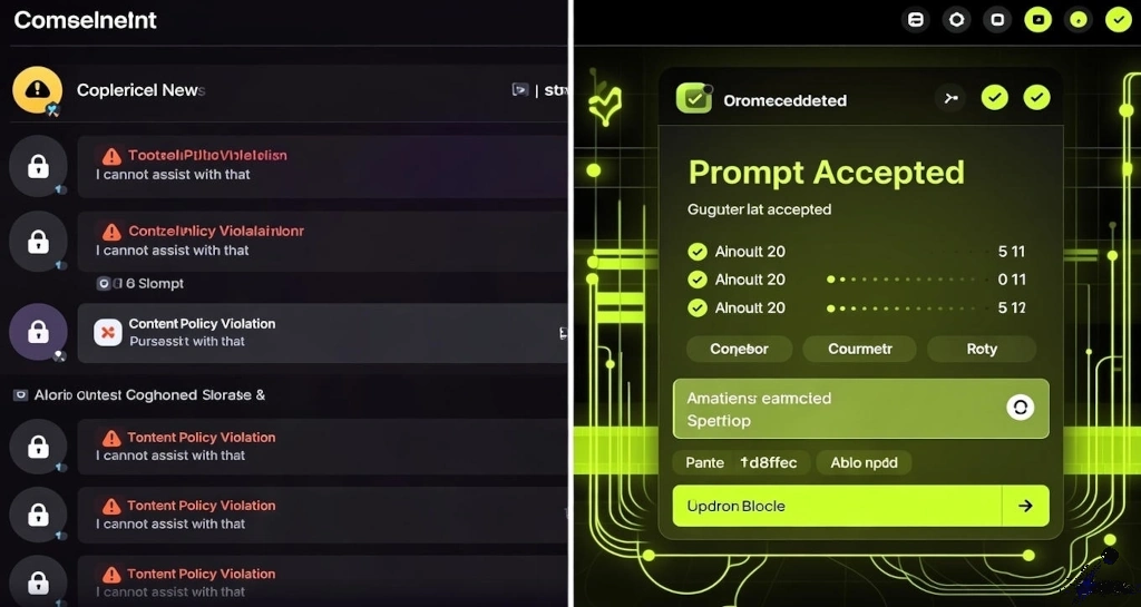 NSFW AI Tools Explained showing a comparison between restricted and unrestricted AI interfaces