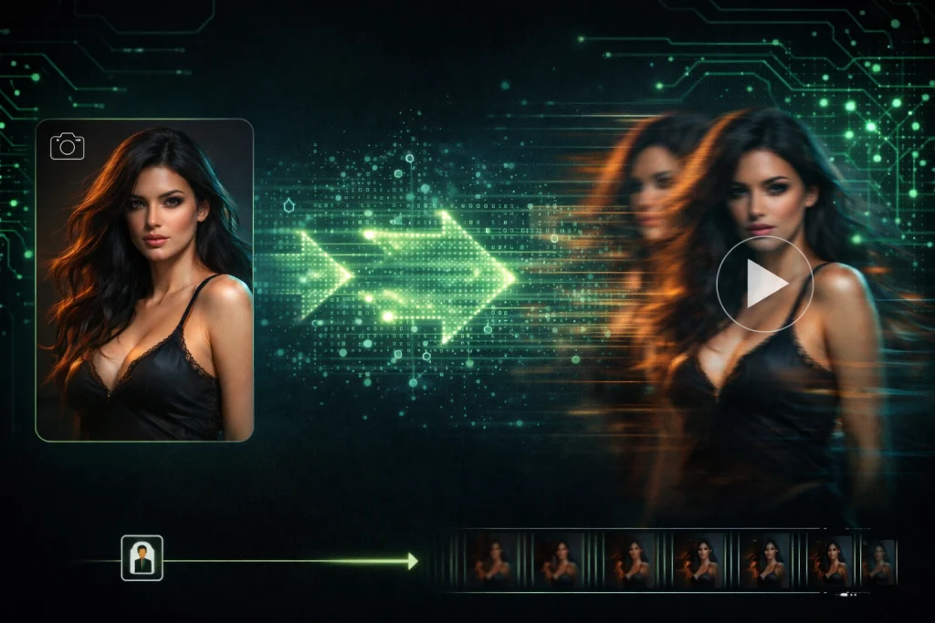 AI video generation interface showing image to video transformation