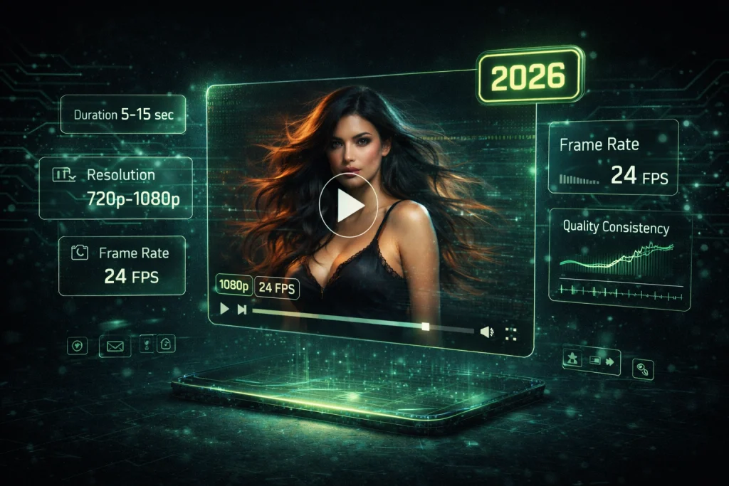 AI video generation interface showing a short NSFW video preview