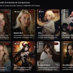 Nectar.ai dashboard showing AI companion gallery with realistic and anime characters.